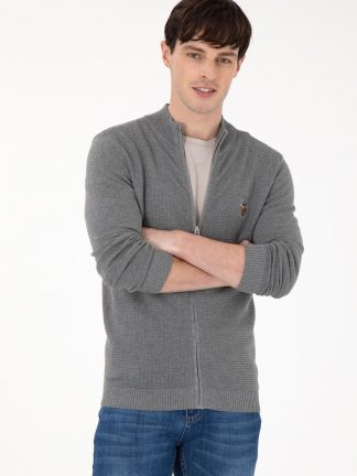 ژاکت مردانه خاکی ملانژ یو اس پولو