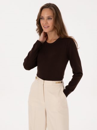 پلیور زنانه قهوه ای پیرکاردین