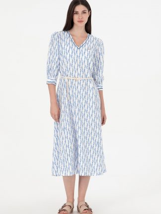 پیراهن و لباس مجلسی زنانه آبی تیره یو اس پولو