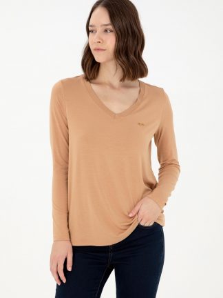 سویشرت زنانه شتری یو اس پولو