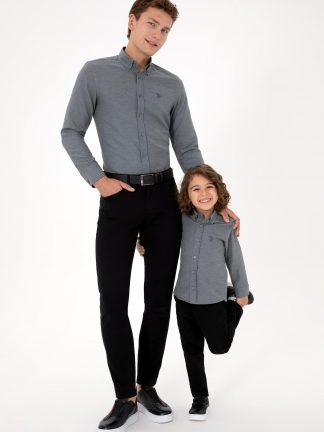 پیراهن پسرانه خاکستری تیره یو اس پولو