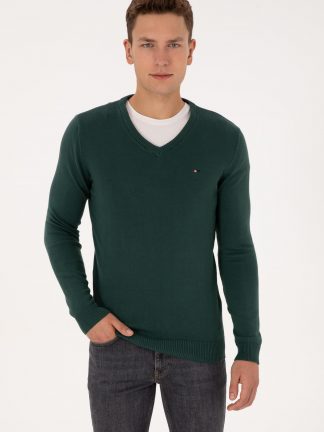 پلیور مردانه سبز تیره یو اس پولو