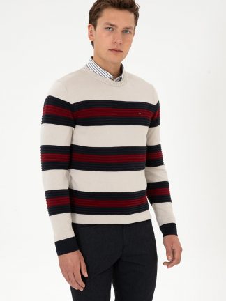 پلیور مردانه طوسی ملانژ یو اس پولو