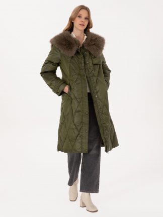 کاپشن زنانه خاکی روشن پیرکاردین