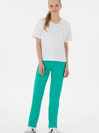 شلوار راحتی زنانه نعنایی تیره یو اس پولو