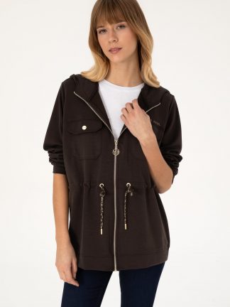 سویشرت زنانه قهوه ای تیره یو اس پولو