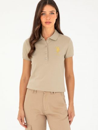 پولوشرت زنانه خاکی روشن یو اس پولو