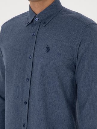 پیراهن آستین بلند مردانه آبی لاجوردی روشن یو اس پولو