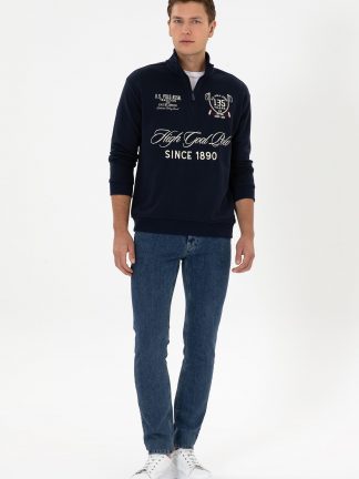 شلوار جین اسلیم فیت مردانه آبی یو اس پولو