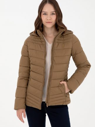 کاپشن زنانه خاکی روشن یو اس پولو