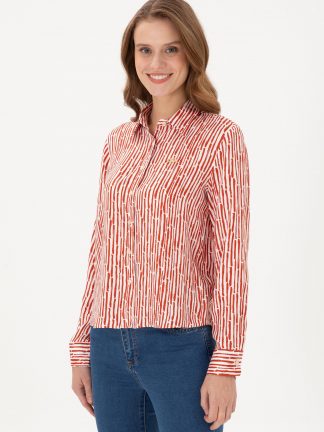 شومیز زنانه آجری یو اس پولو