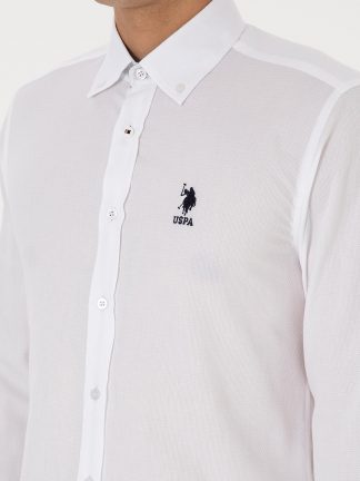پیراهن آستین بلند مردانه سفید یو اس پولو