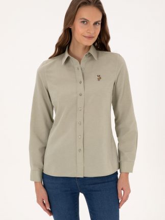 شومیز زنانه خاکی روشن یو اس پولو