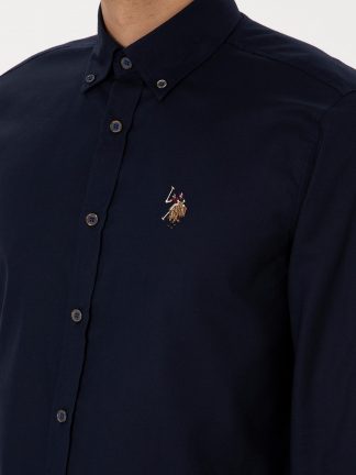 پیراهن آستین بلند مردانه سرمه ای یو اس پولو