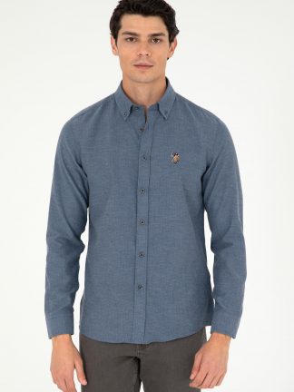 پیراهن آستین بلند مردانه نیلی یو اس پولو