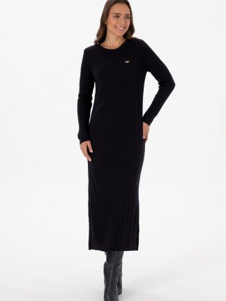 پیراهن بافت زنانه سرمه ای یو اس پولو