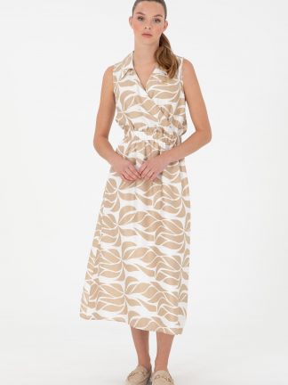 پیراهن و لباس مجلسی زنانه خاکی روشن یو اس پولو