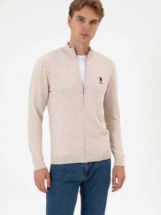 ژاکت مردانه طوسی ملانژ یو اس پولو