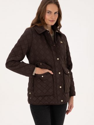 کاپشن زنانه قهوه ای تیره یو اس پولو