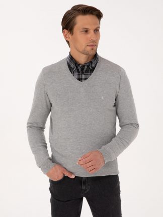 پلیور مردانه خاکستری روشن پیرکاردین