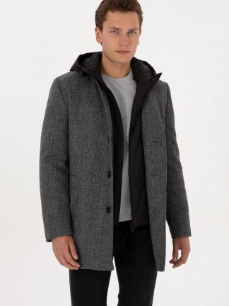 پالتو مردانه خاکستری یو اس پولو