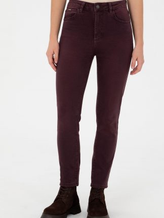 شلوار جین اسلیم فیت زنانه زرشکی یو اس پولو