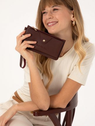 کیف پول زنانه زرشکی یو اس پولو