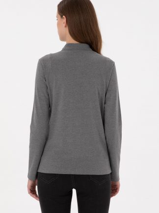 سویشرت زنانه خاکستری تیره یو اس پولو