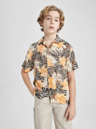 پیراهن پسرانه قهوه ای دفکتو تصویر ۱