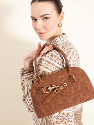 کیف دستی زنانه قهوه ای دفکتو تصویر ۱