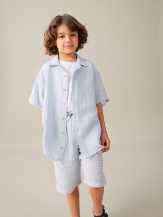 پیراهن پسرانه آبی روشن دفکتو تصویر ۱